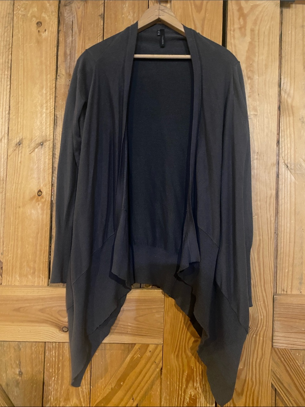 Maurices Charcoal Open Front Draped Cardigan